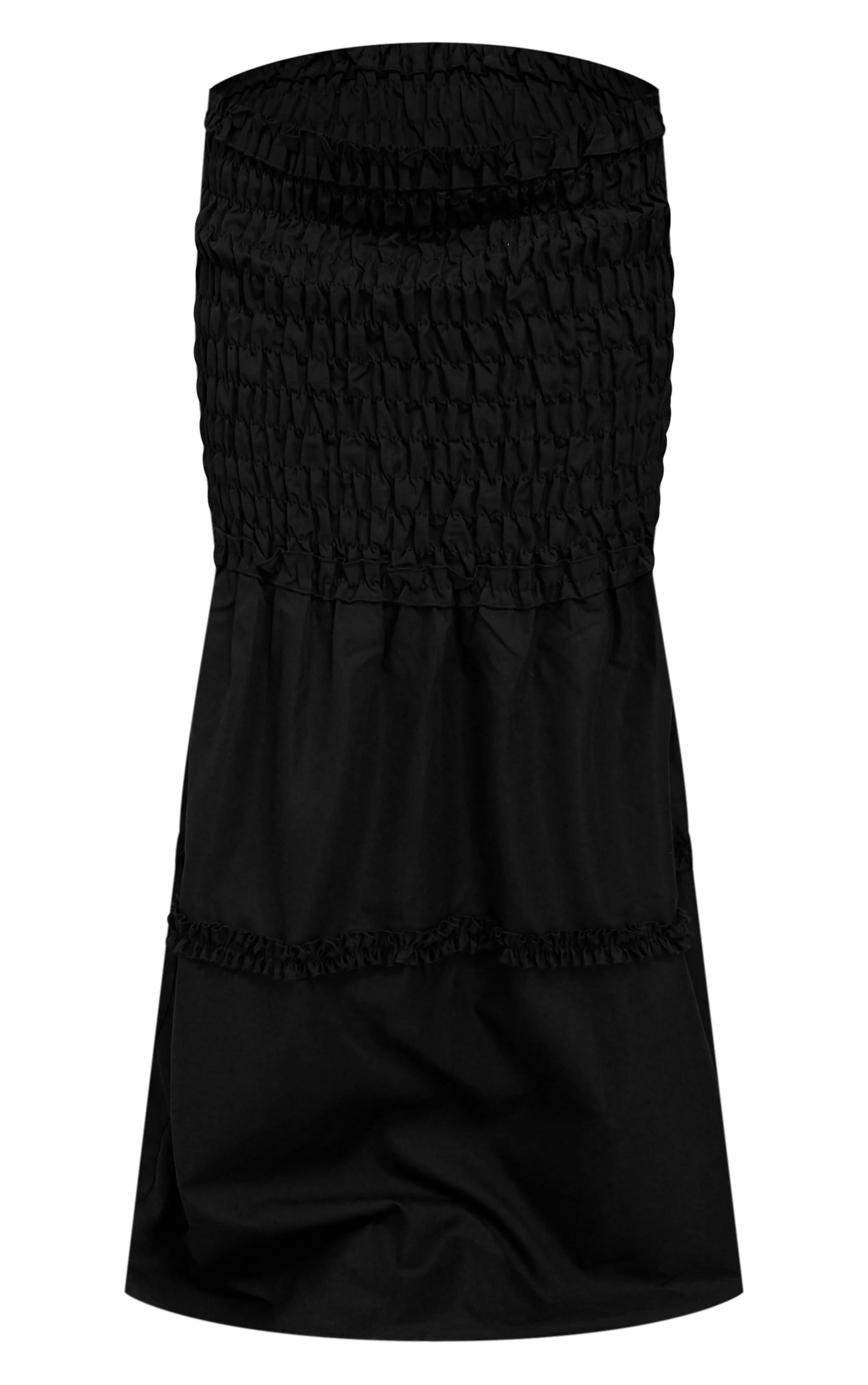 Black Poplin Shirred Dropped Waist Maxi Skirt sold by Pretty Little Thing product image thumbnail 5