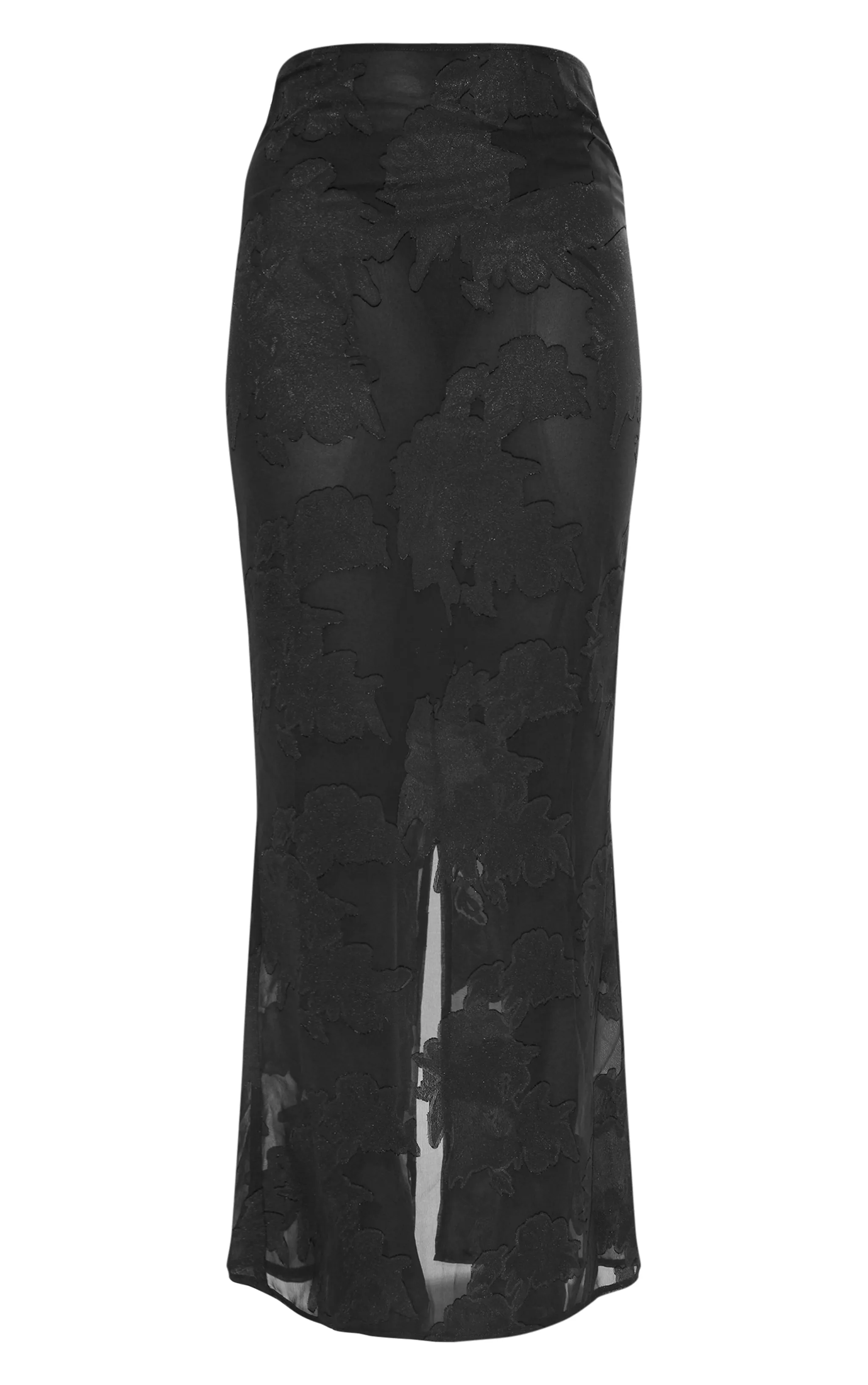 Tall Black Sheer Floral Mesh Maxi Skirt sold by Pretty Little Thing product image thumbnail 5