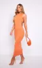 Coral Side Cut Outs Soft Knitted Maxi Dress sold by Pretty Little Thing