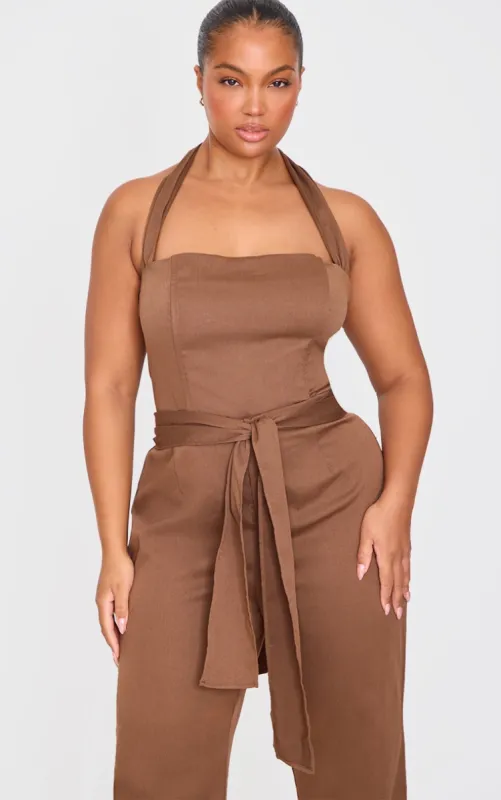 Plus Brown Scarf Detail Corset sold by Pretty Little Thing