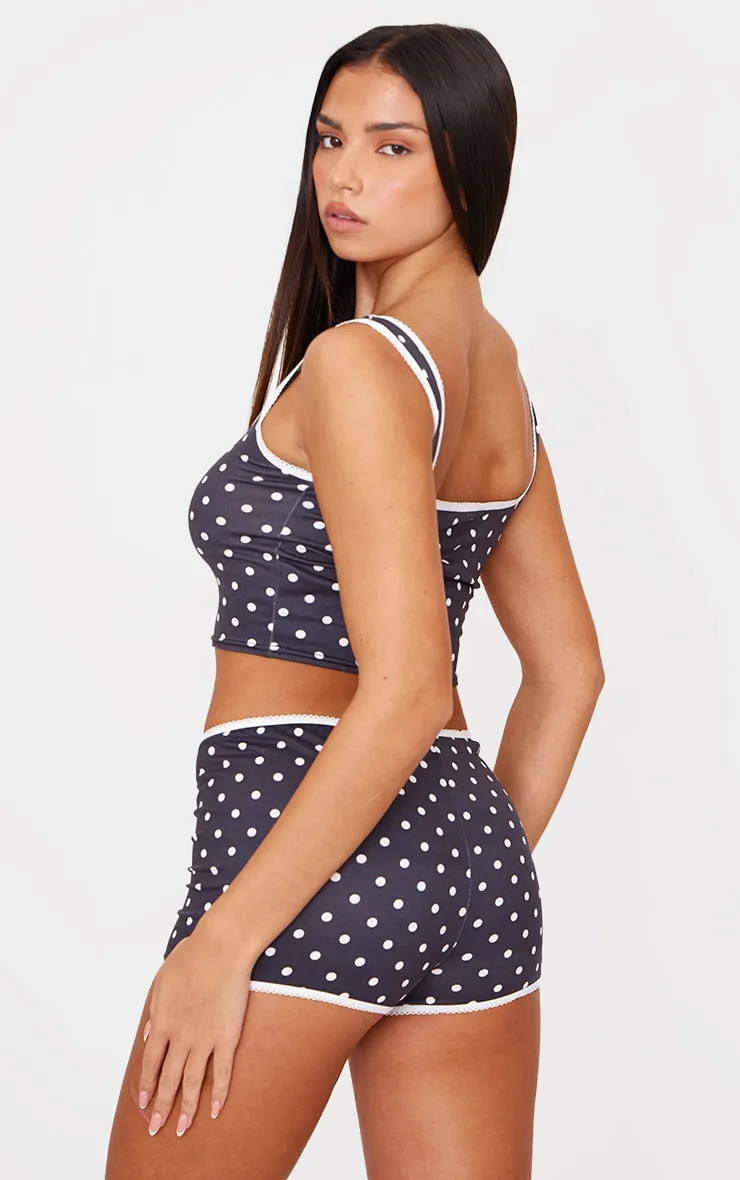 Black Polka Dot Print Vest Pj Top sold by Pretty Little Thing product image thumbnail 2
