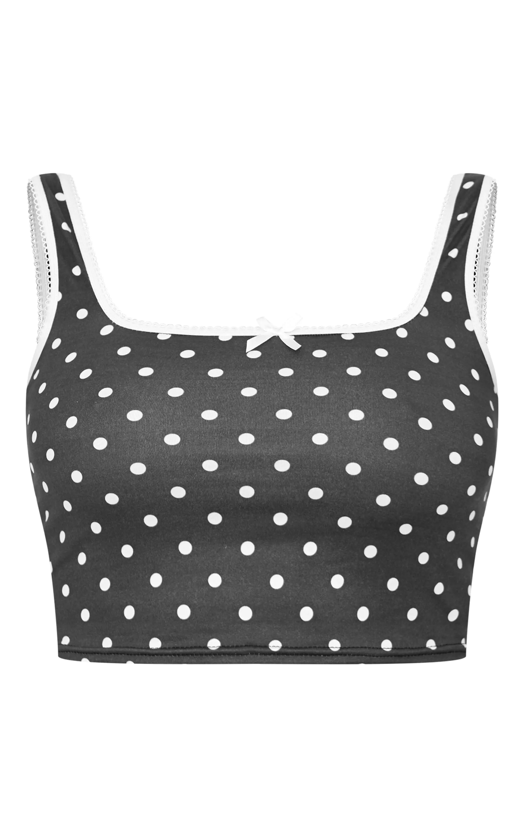 Black Polka Dot Print Vest Pj Top sold by Pretty Little Thing product image thumbnail 5
