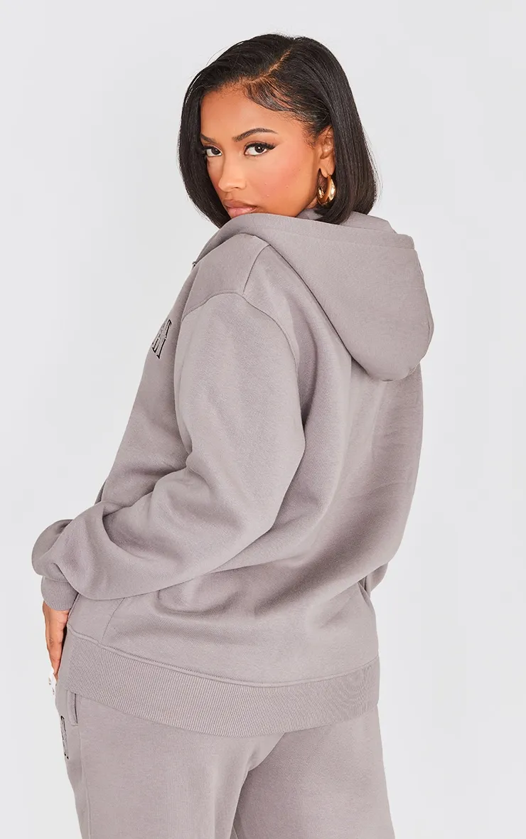 PRETTYLITTLETHING Shape Charcoal Embroidered Zip Through Hoodie sold by Pretty Little Thing product image thumbnail 2