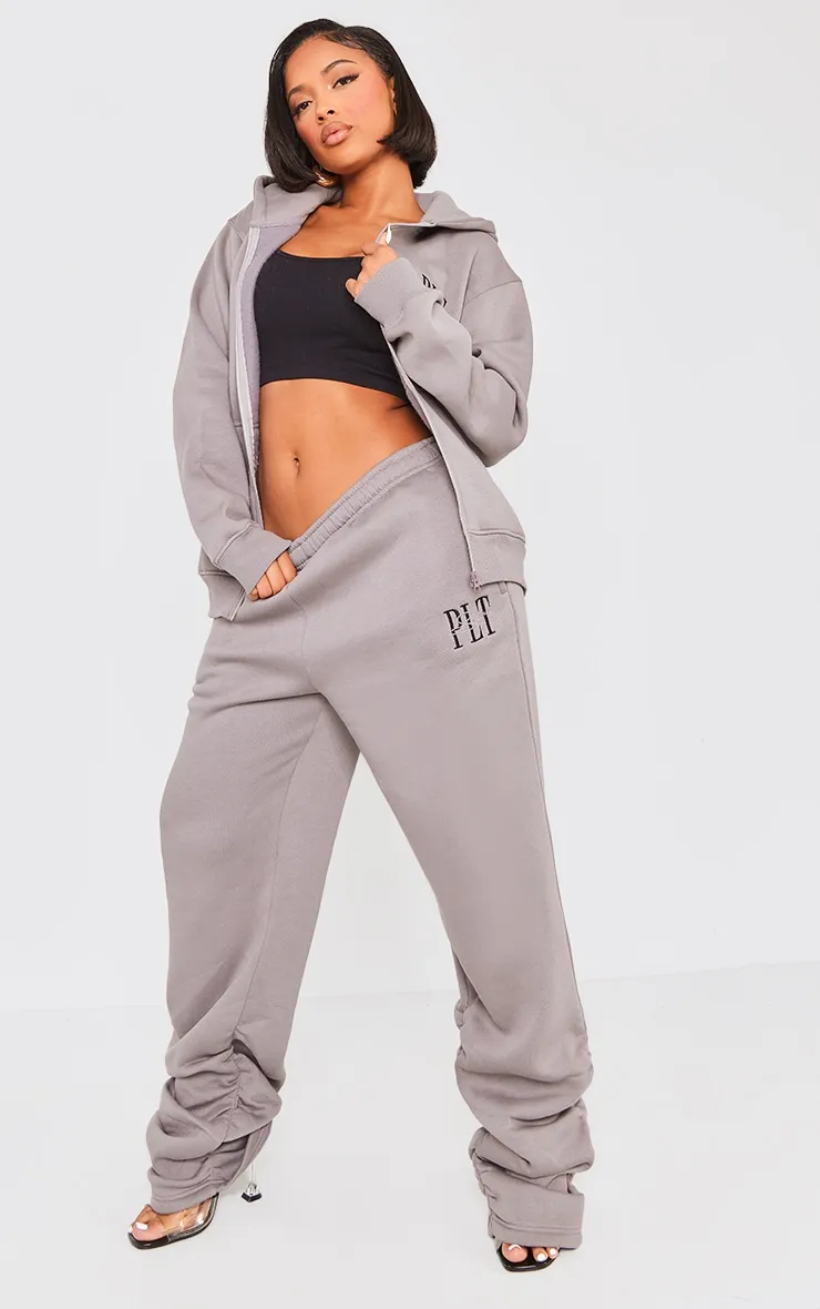 PRETTYLITTLETHING Shape Charcoal Embroidered Zip Through Hoodie sold by Pretty Little Thing product image thumbnail 3