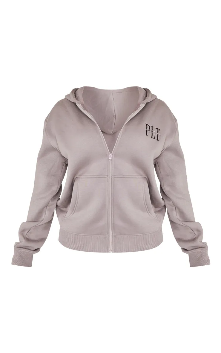 PRETTYLITTLETHING Shape Charcoal Embroidered Zip Through Hoodie sold by Pretty Little Thing product image thumbnail 5