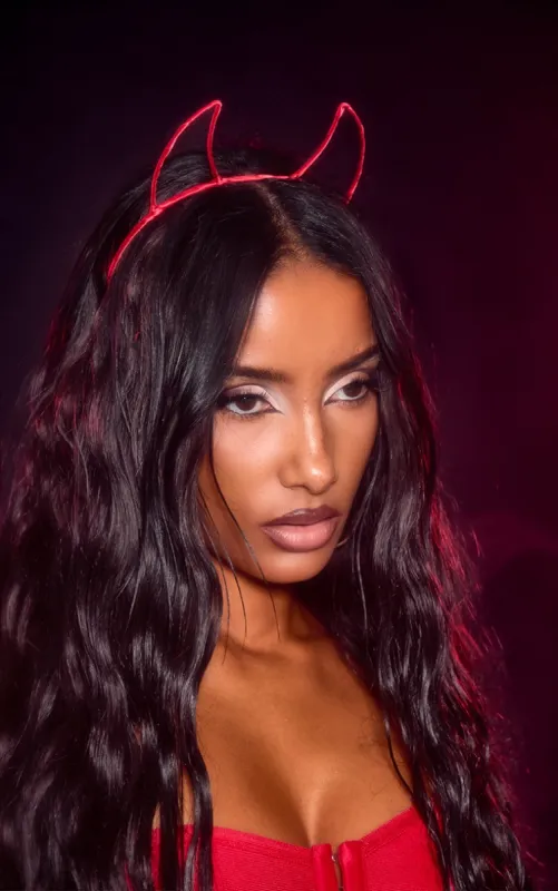 Red Cut Out Devil Horn Headband sold by Pretty Little Thing