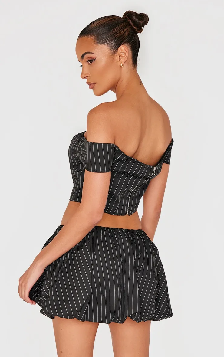 Black Pinstripe Woven Tailored Bandeau Top sold by Pretty Little Thing product image thumbnail 2