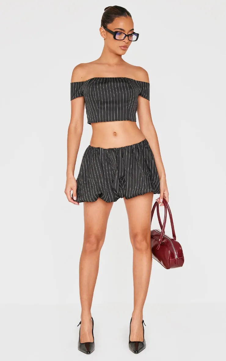 Black Pinstripe Woven Tailored Bandeau Top sold by Pretty Little Thing product image thumbnail 3