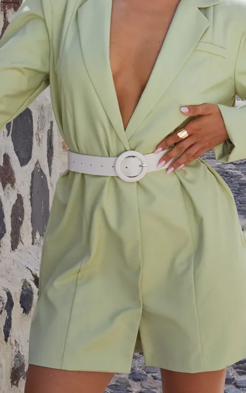 Cream PU Circle Buckle Belt made by Pretty Little Thing