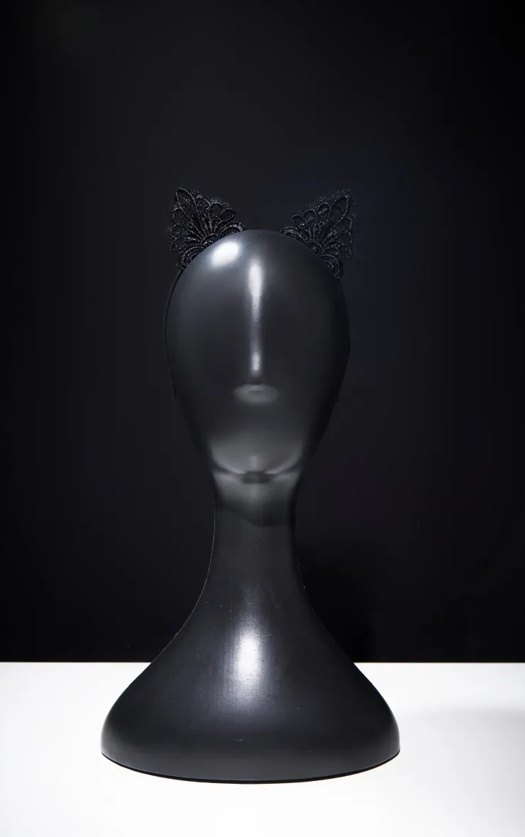 Black Lace Cat Ears Headband sold by Pretty Little Thing product image thumbnail 2