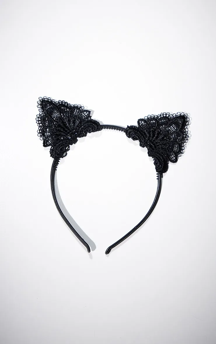 Black Lace Cat Ears Headband sold by Pretty Little Thing product image thumbnail 3