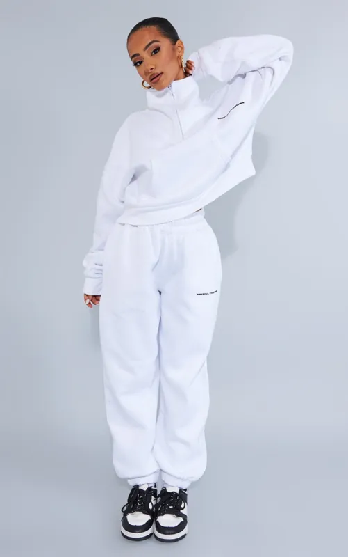 PRETTYLITTLETHING Petite White Branded Joggers sold by Pretty Little Thing
