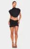 Black Woven Layered Diamante Micro Mini Skirt sold by Pretty Little Thing