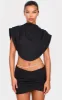 Black Woven Layered Diamante Micro Mini Skirt sold by Pretty Little Thing