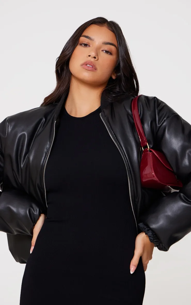 Black Structured Contour Rib Racer Neck Midaxi Dress sold by Pretty Little Thing product image thumbnail 4