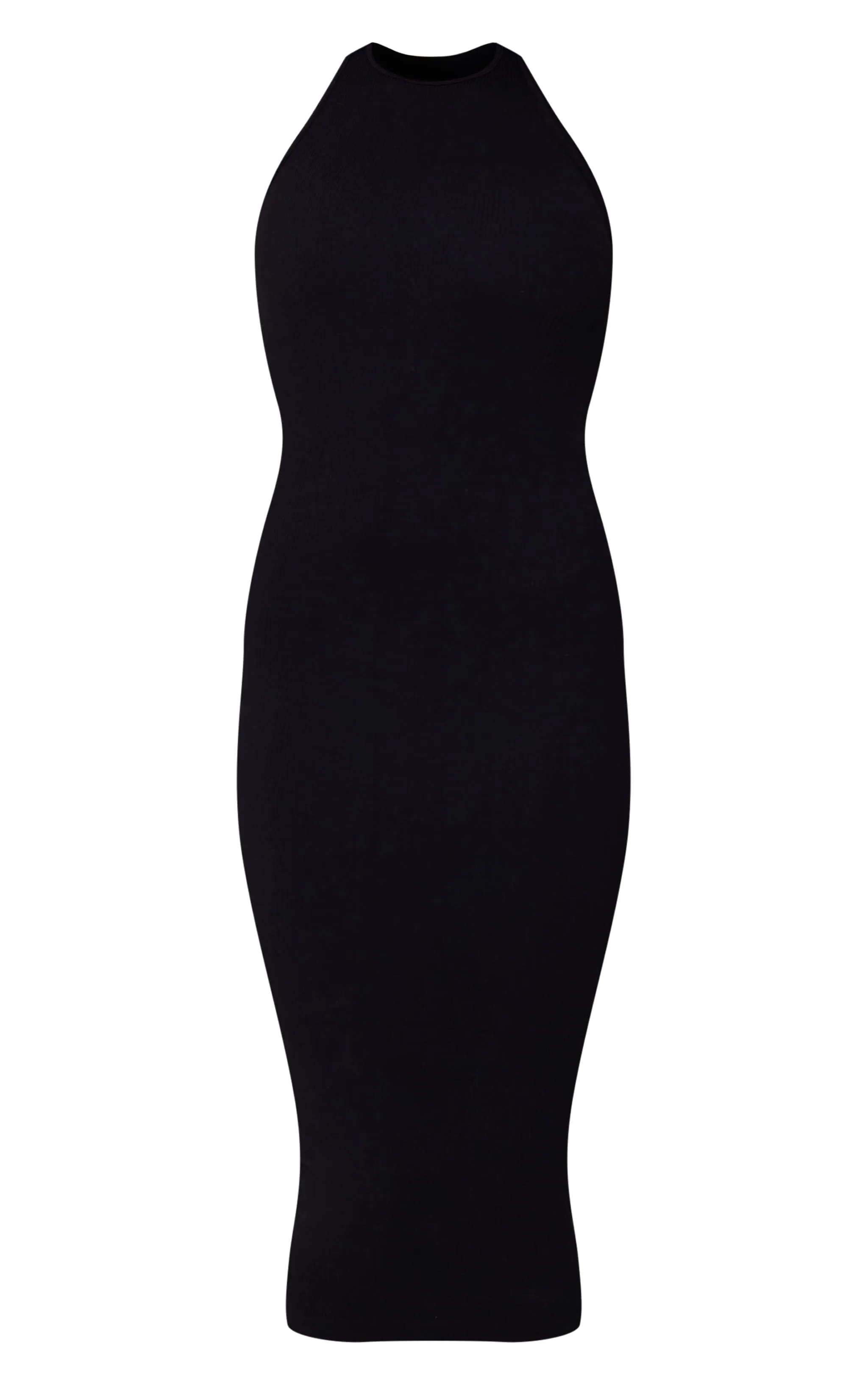 Black Structured Contour Rib Racer Neck Midaxi Dress sold by Pretty Little Thing product image thumbnail 5