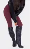 Black Wide Fit PU Square Toe Knee High Block Heel Toggle Boots sold by Pretty Little Thing