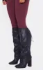 Black Wide Fit PU Square Toe Knee High Block Heel Toggle Boots sold by Pretty Little Thing