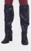 Black Wide Fit PU Square Toe Knee High Block Heel Toggle Boots sold by Pretty Little Thing