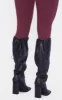 Black Wide Fit PU Square Toe Knee High Block Heel Toggle Boots sold by Pretty Little Thing