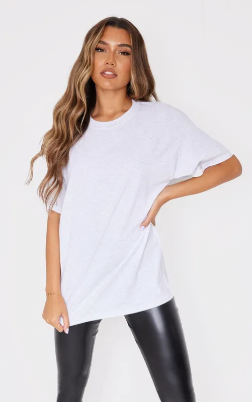 Cotton Grey Marl Oversized T-Shirt sold by Pretty Little Thing