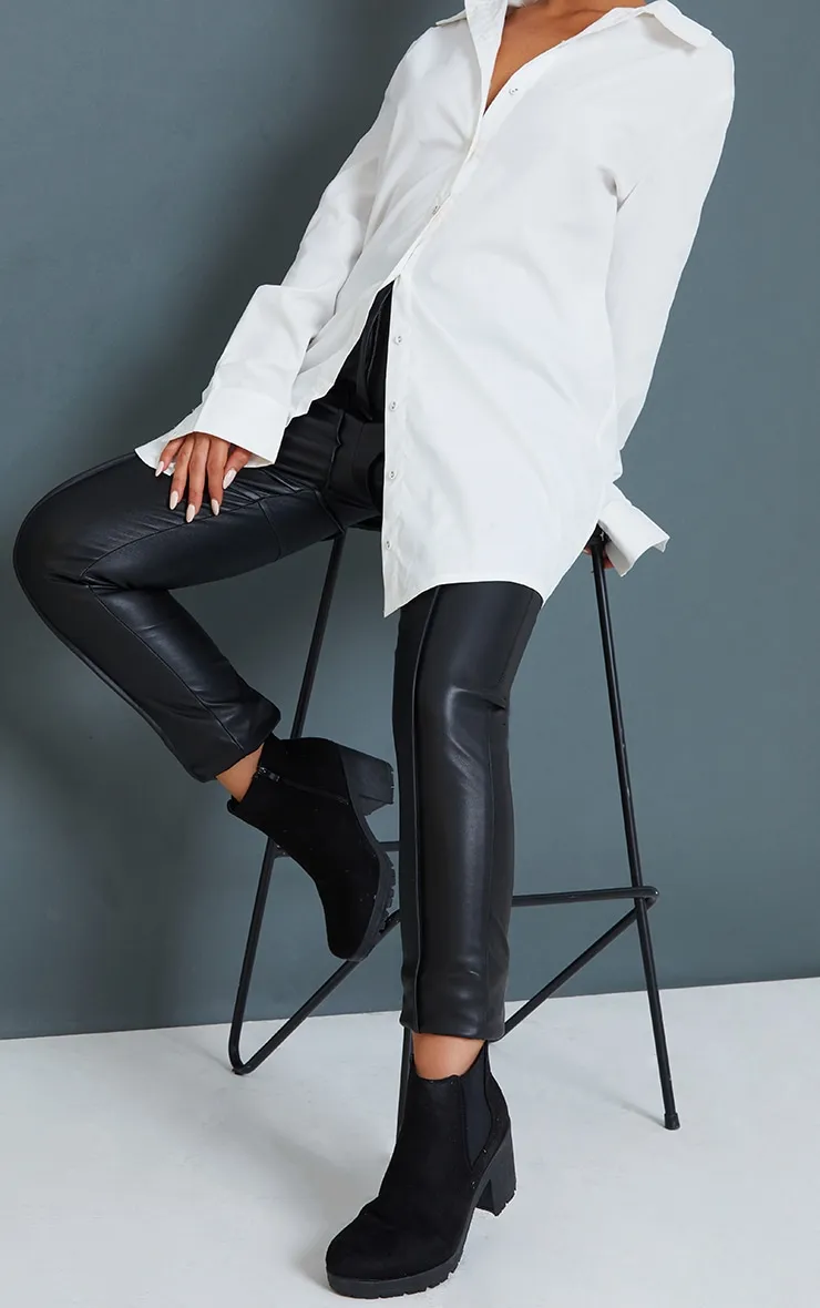 Black Faux Suede Round Toe Block Heel Chelsea Boots sold by Pretty Little Thing