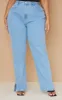 Plus Light Blue Wash Split Hem Jeans sold by Pretty Little Thing