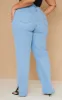 Plus Light Blue Wash Split Hem Jeans sold by Pretty Little Thing