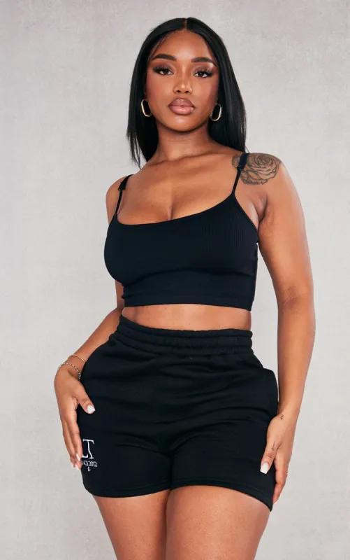 Shape Black Contour Ribbed Strappy Crop Top sold by Pretty Little Thing