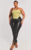 Plus Black Split Hem Faux Leather Skinny Trousers sold by Pretty Little Thing