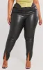 Plus Black Split Hem Faux Leather Skinny Trousers sold by Pretty Little Thing