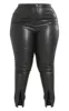 Plus Black Split Hem Faux Leather Skinny Trousers sold by Pretty Little Thing