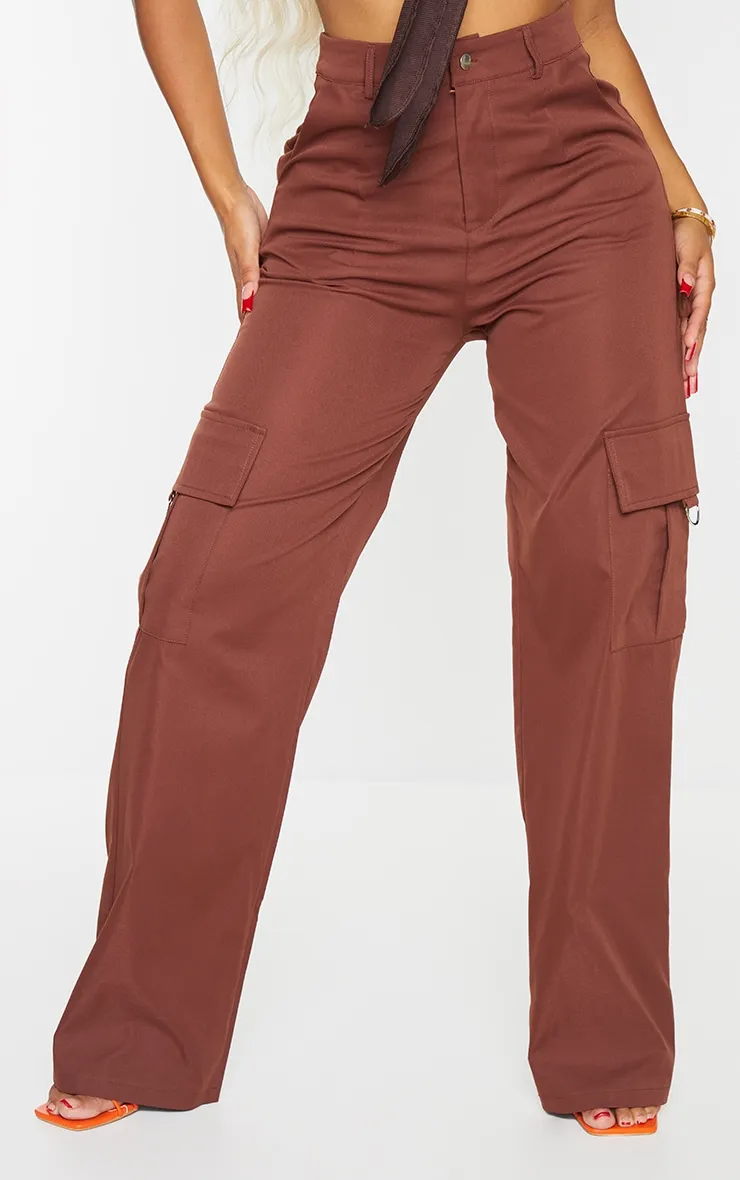 PRETTYLITTLETHING Shape Chocolate Brown Buckle Cargo Wide Leg Trousers sold by Pretty Little Thing product image thumbnail 2