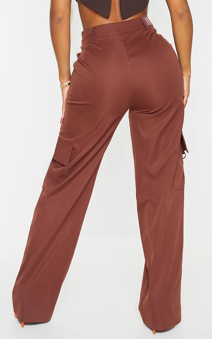 PRETTYLITTLETHING Shape Chocolate Brown Buckle Cargo Wide Leg Trousers sold by Pretty Little Thing product image thumbnail 3