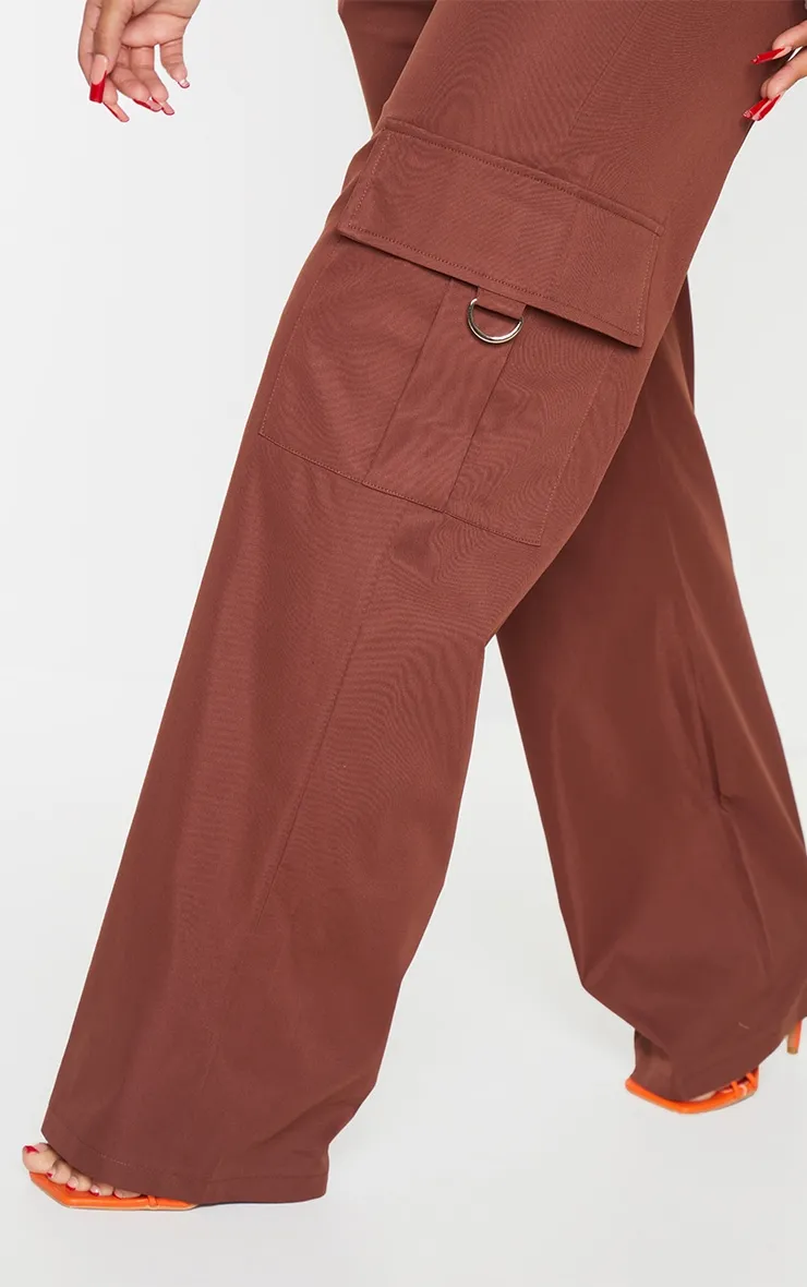 PRETTYLITTLETHING Shape Chocolate Brown Buckle Cargo Wide Leg Trousers sold by Pretty Little Thing product image thumbnail 4