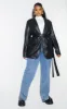 Plus Black Faux Leather Wrap Belted Blazer sold by Pretty Little Thing