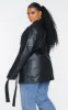 Plus Black Faux Leather Wrap Belted Blazer sold by Pretty Little Thing