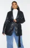 Plus Black Faux Leather Wrap Belted Blazer sold by Pretty Little Thing