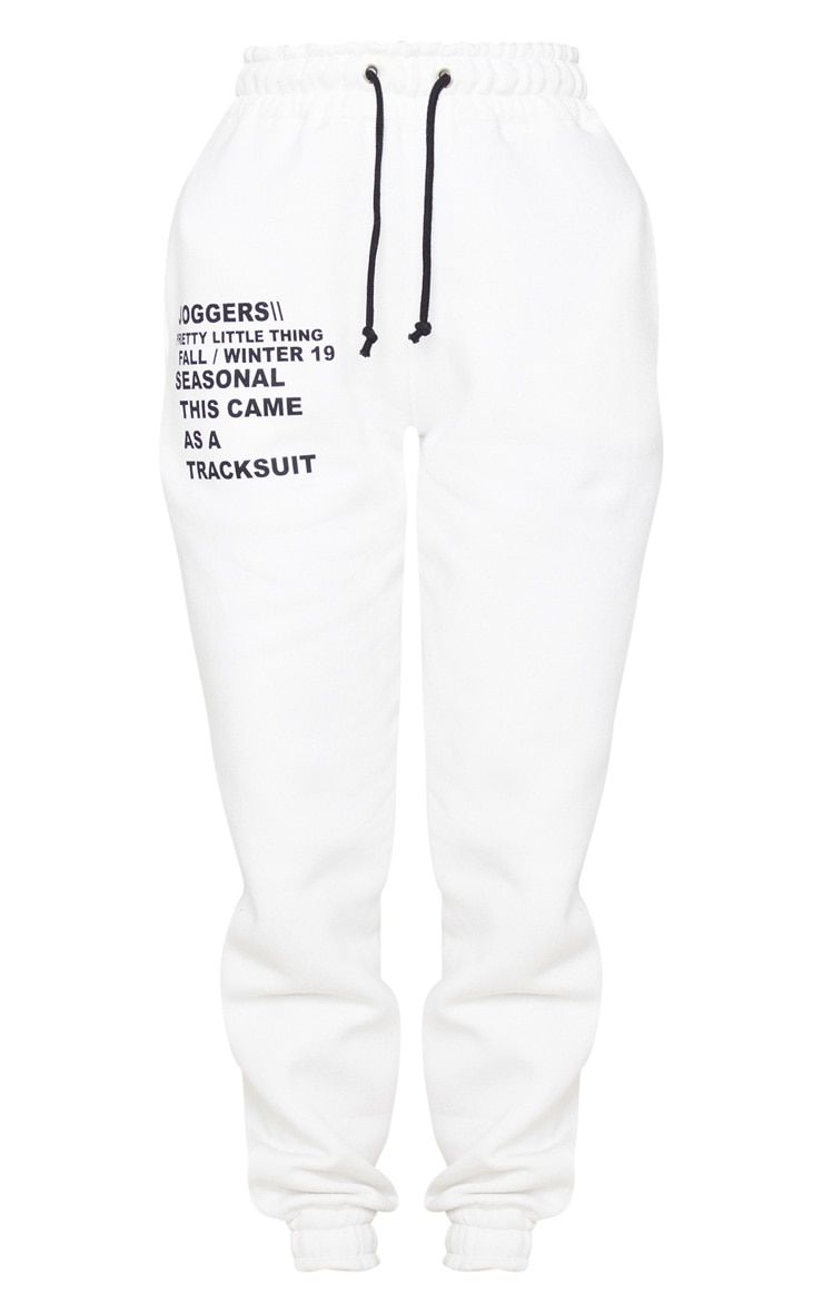 PRETTYLITTLETHING Logo Cream Slogan Printed Joggers sold by Pretty Little Thing product image thumbnail 3