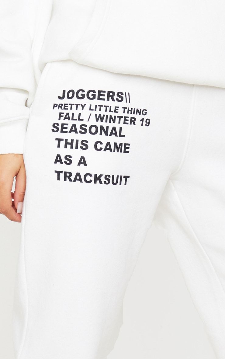 PRETTYLITTLETHING Logo Cream Slogan Printed Joggers sold by Pretty Little Thing product image thumbnail 4