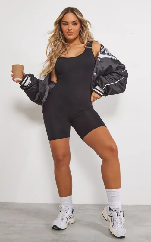 Lashanti Black Jersey Unitard sold by Pretty Little Thing