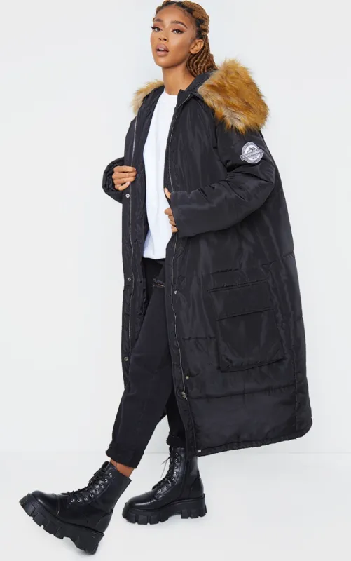 PRETTYLITTLETHING Black Maxi Hooded Parka Jacket sold by Pretty Little Thing