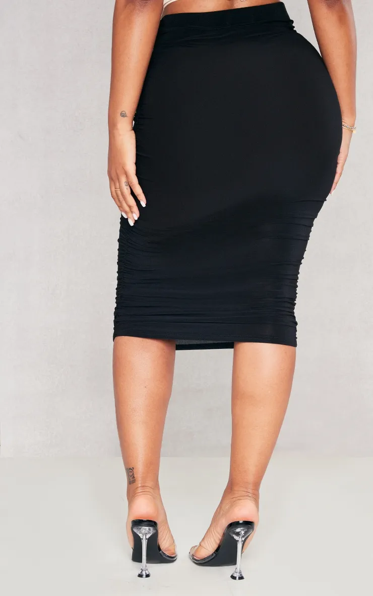 Shape Black Slinky Ruched Side Skirt sold by Pretty Little Thing product image thumbnail 3