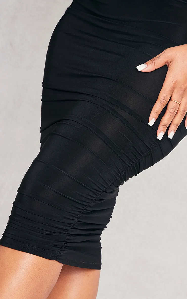 Shape Black Slinky Ruched Side Skirt sold by Pretty Little Thing product image thumbnail 5