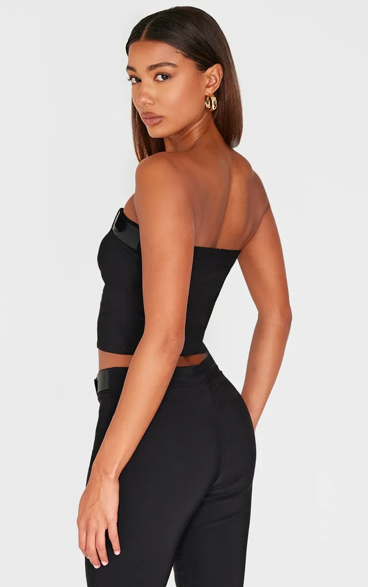 Black Woven Stretch Belted Bandeau Top sold by Pretty Little Thing product image thumbnail 2