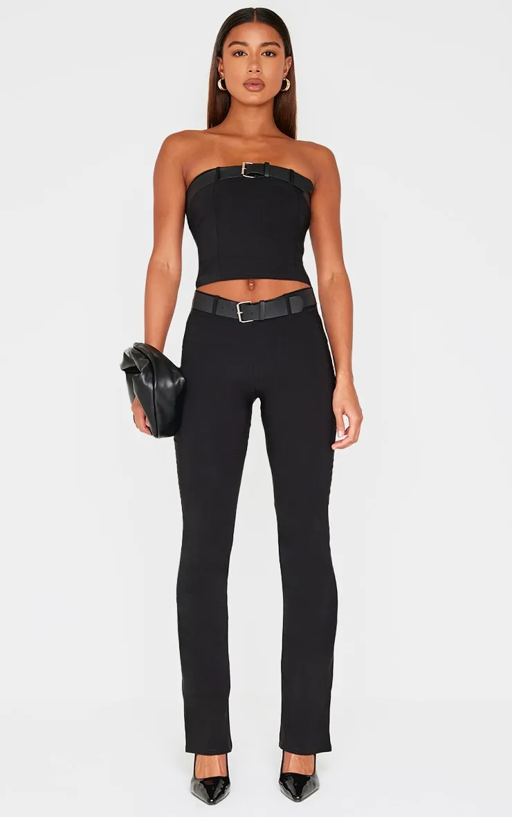 Black Woven Stretch Belted Bandeau Top sold by Pretty Little Thing product image thumbnail 3