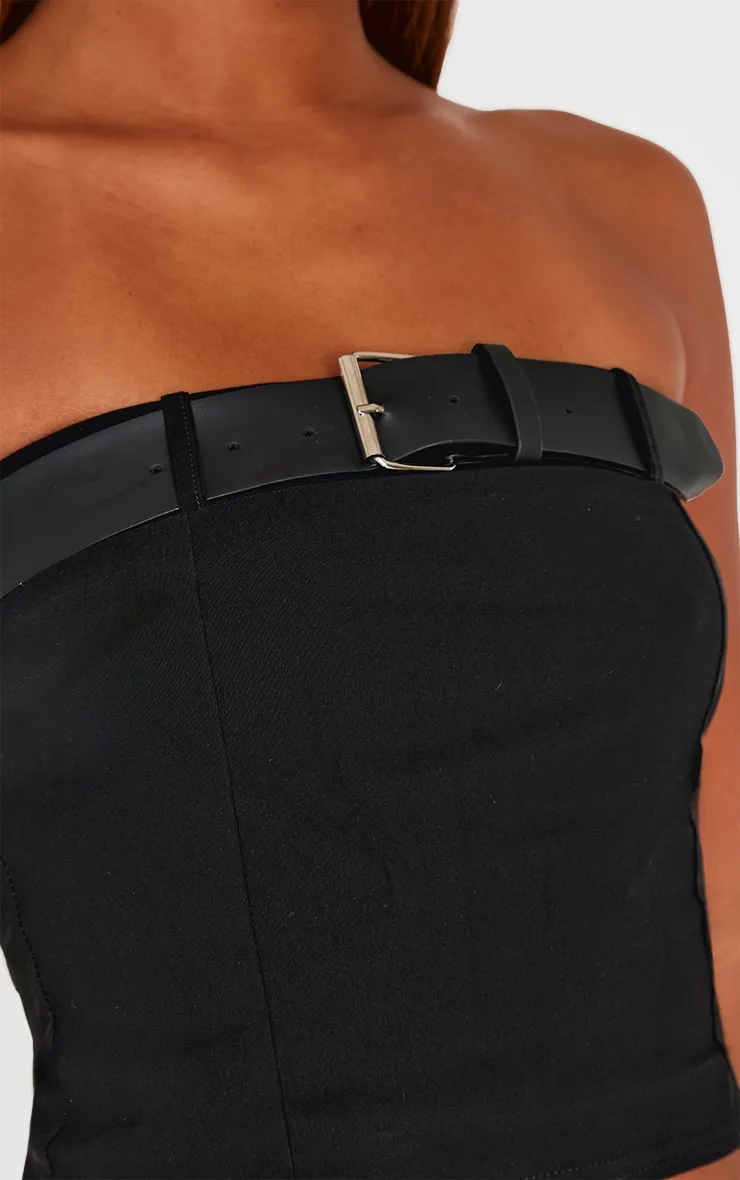 Black Woven Stretch Belted Bandeau Top sold by Pretty Little Thing product image thumbnail 4