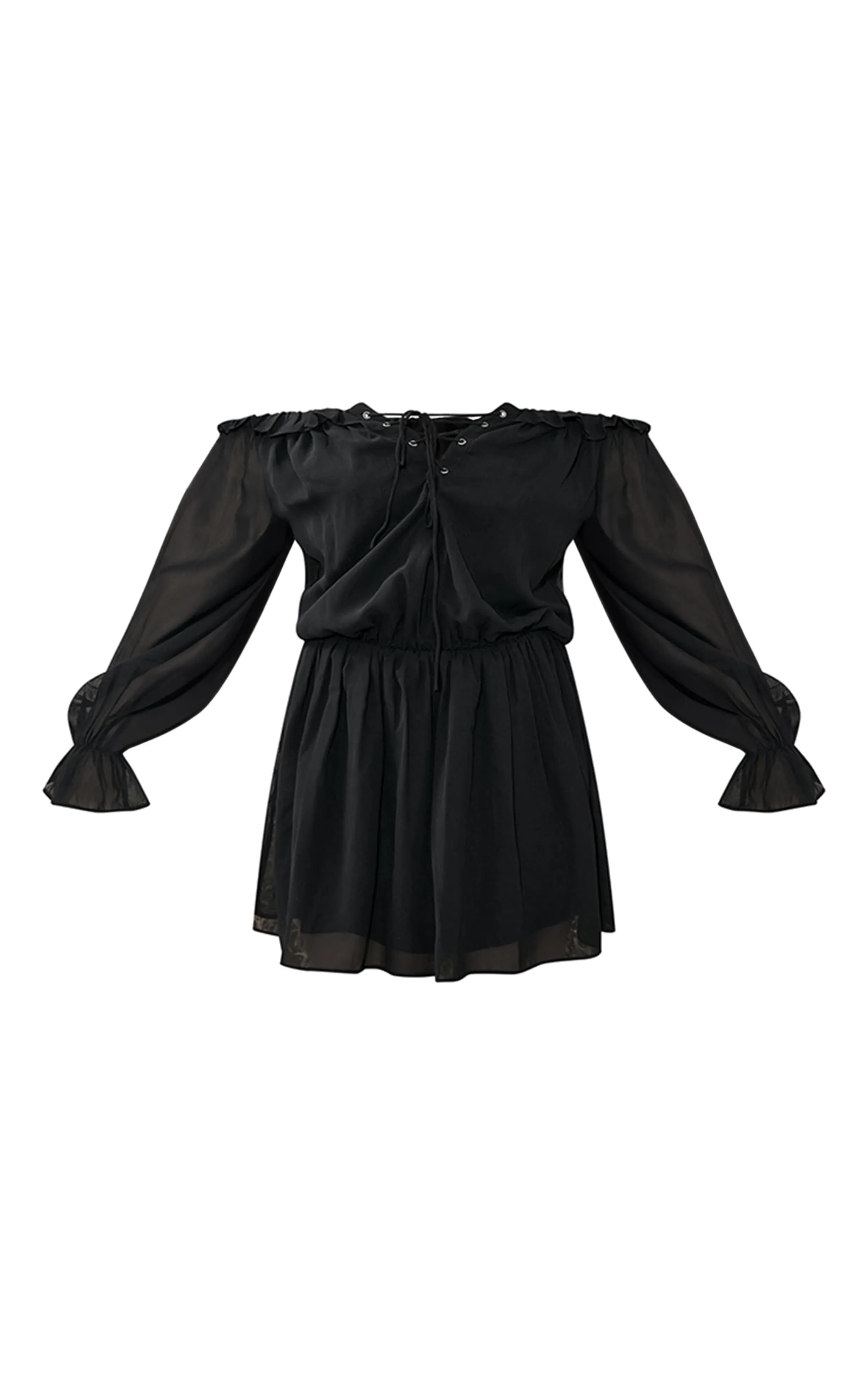 Black Chiffon Frill Bardot Shift Dress sold by Pretty Little Thing product image thumbnail 5