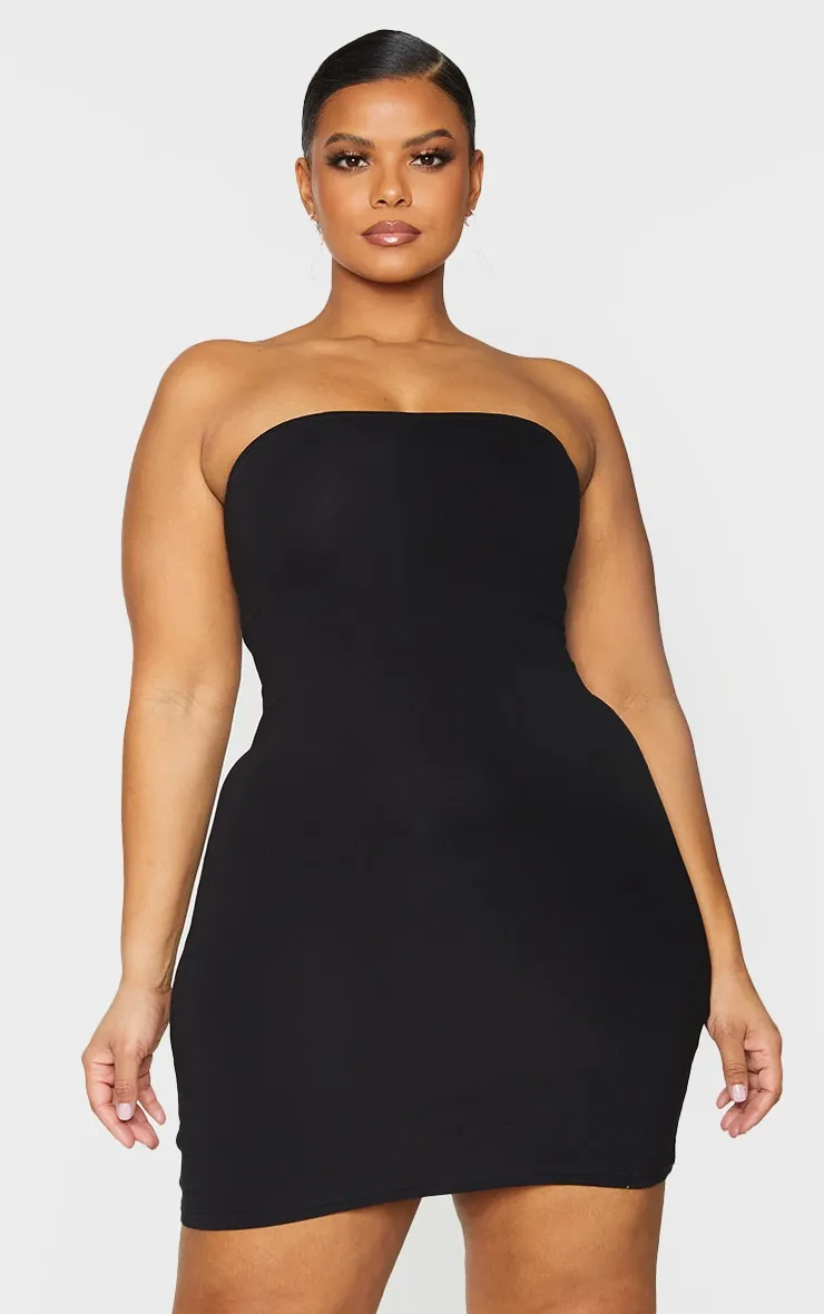 Plus Black Basic Jersey Bandeau Bodycon Dress sold by Pretty Little Thing