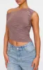 Light Brown Slinky Asymmetric Long Top sold by Pretty Little Thing